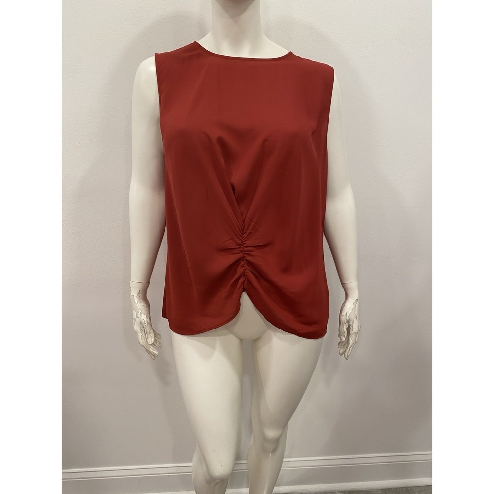 Alfani Blouse Work Too Twist Front Brick Red Orange Corp Wear Plus SZ XXL NEW